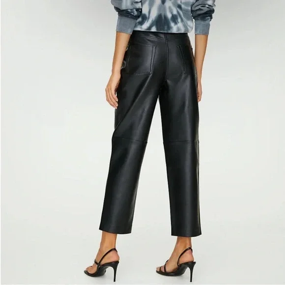 Aritzia Wilfred Oracle Faux Leather High Waisted Pants Black - Picture 3 of 11